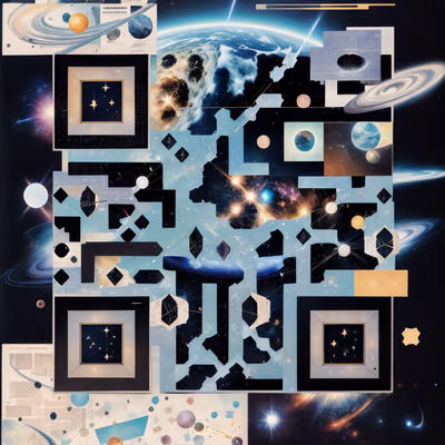 Cosmos Paper Collage QR Code for Posters — image 1