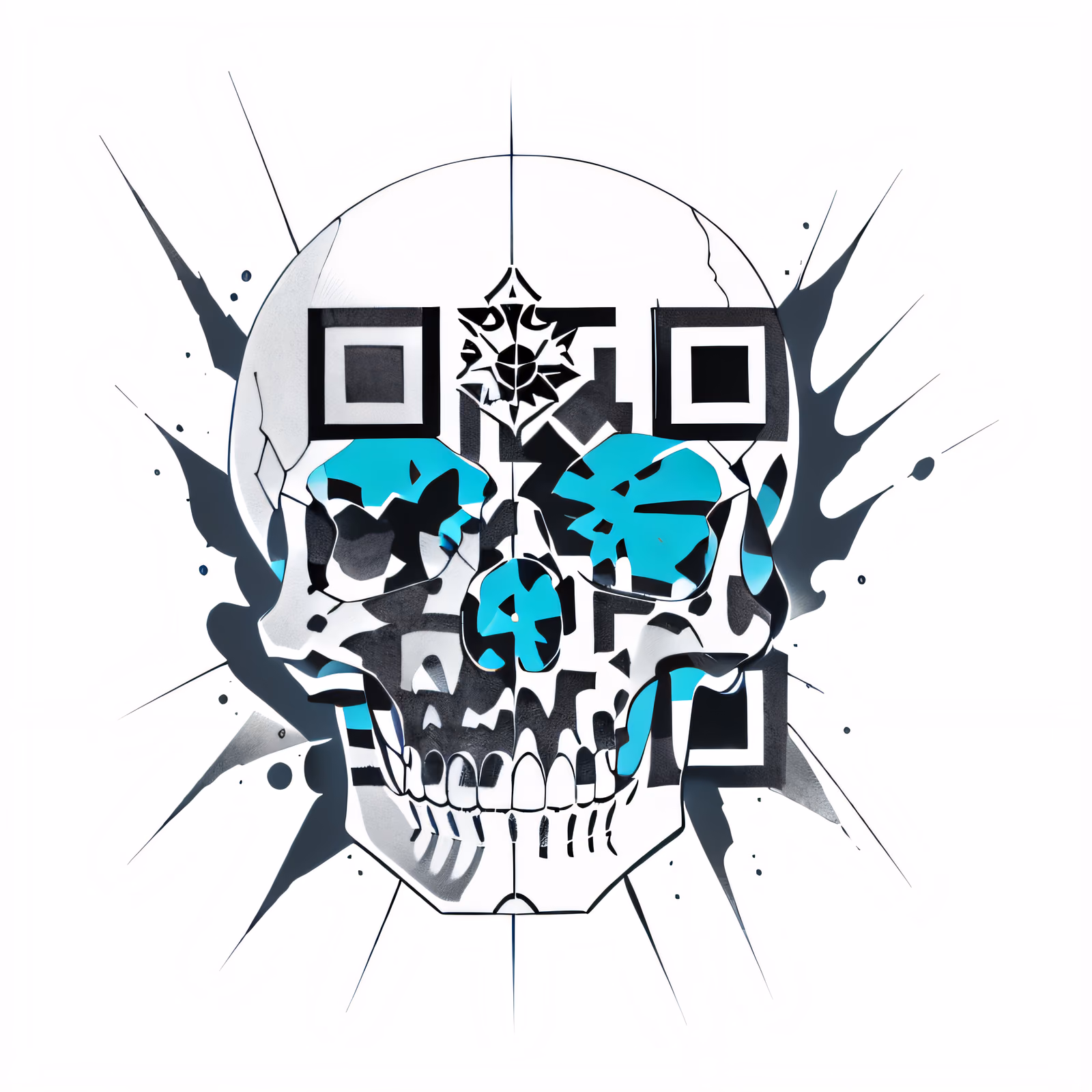 Хрустальный череп, татуировка тушью, QR-код для временных тату — изображение 1