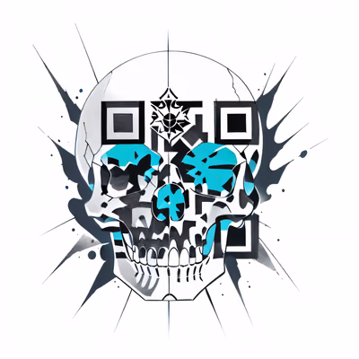 Хрустальный череп, татуировка тушью, QR-код для временных тату — изображение 1