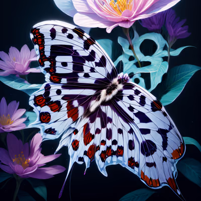 Butterfly on Flowers Painterly QR Code Art — image 1