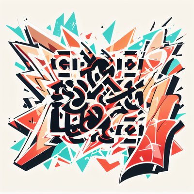Graffiti Lettering Shards QR Code for Stickers