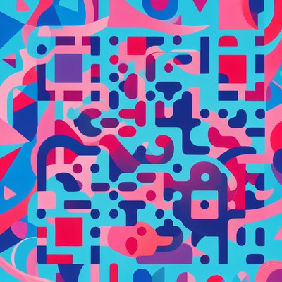 Pink and Blue Geometric Abstract QR Code for Posters
