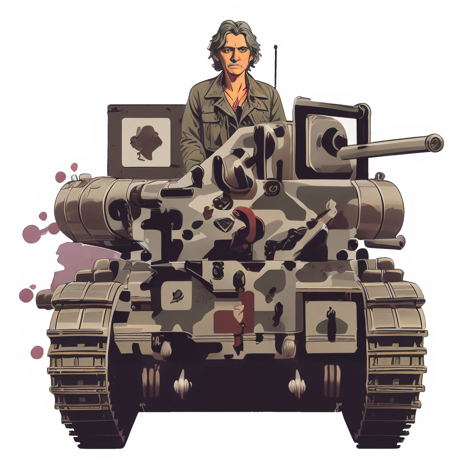 Camouflage Tank Vector Man QR Code for Stickers — image 1