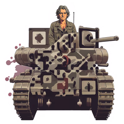 Camouflage Tank Vector Man QR Code for Stickers — image 1