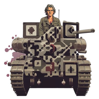 Camouflage Tank Vector Man QR Code for Stickers