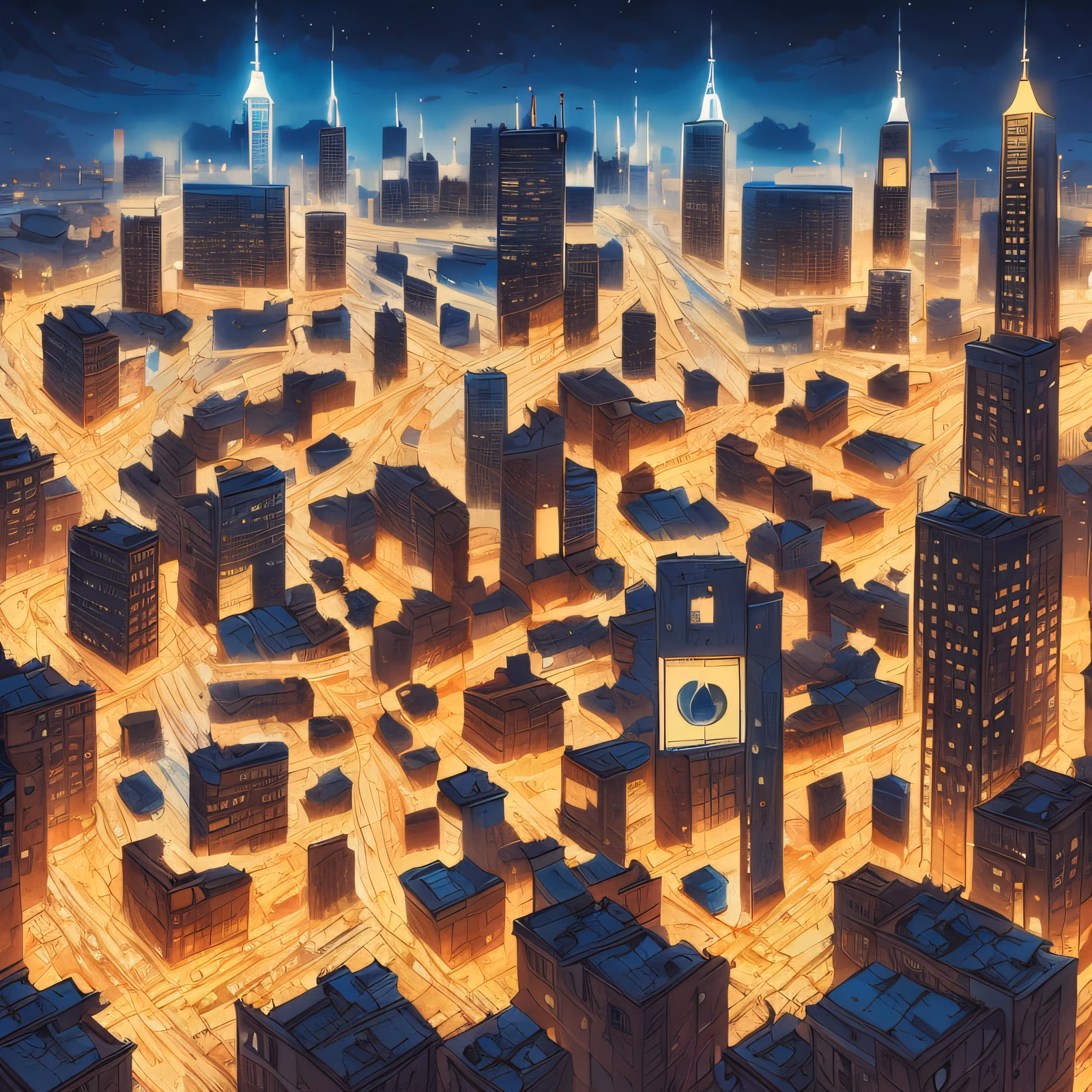 Night Cityscape Comic Style QR Code for Posters — image 1