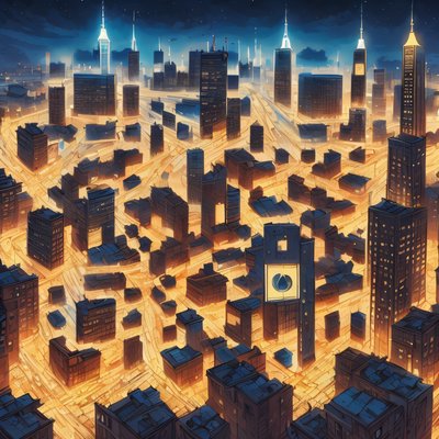 Night Cityscape Comic Style QR Code for Posters