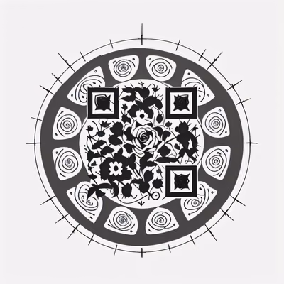Роза в круге с шипами: QR-код для временных тату — изображение 1
