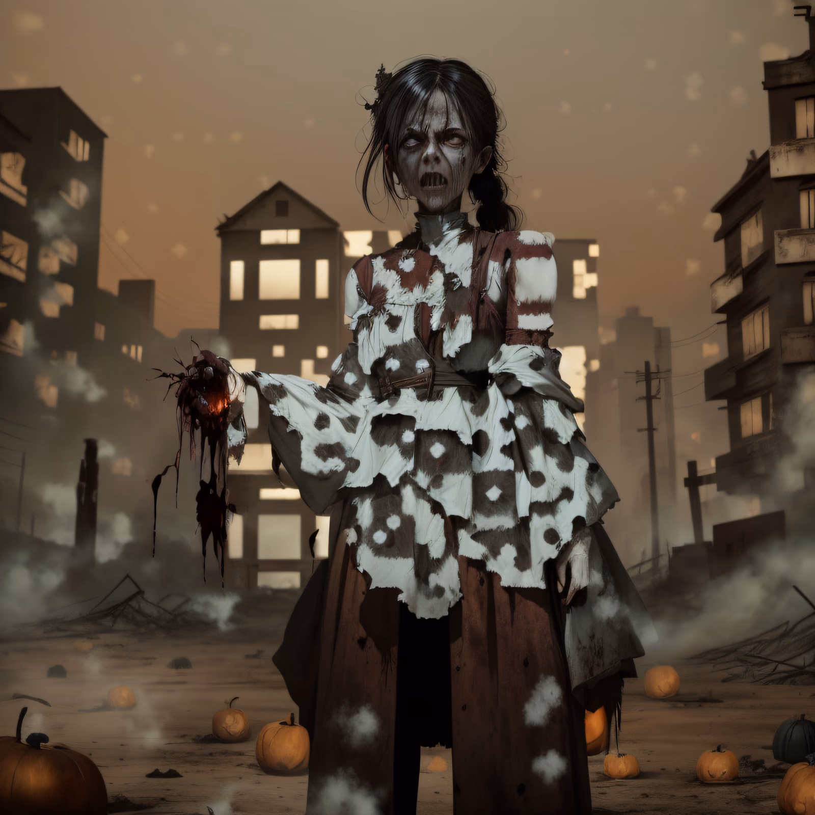 Zombie Girl Halloween Gothic QR Code for Posters — image 1