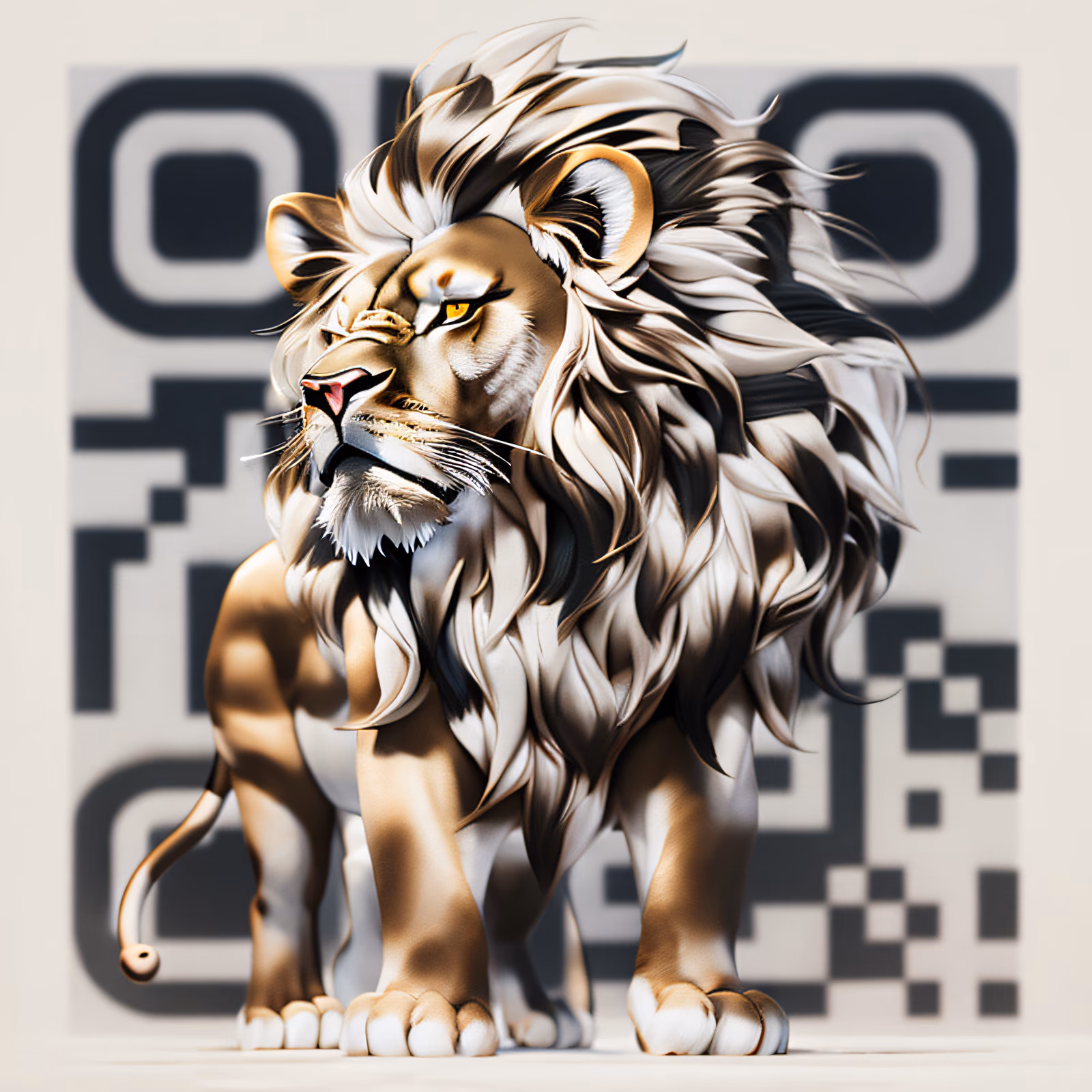 Standing Lion 3D Render QR Code for Posters — image 1