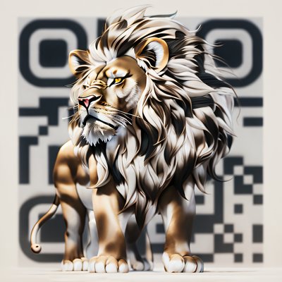 Standing Lion 3D Render QR Code for Posters