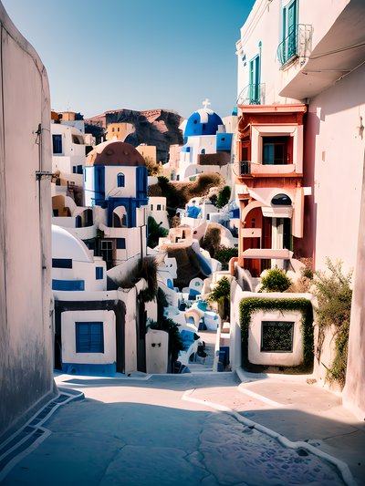 Greek Island Village Film Photo QR Code Art