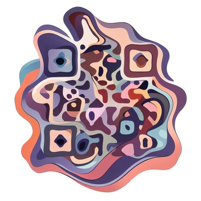 Abstract Wavy Vector QR Code for Stickers