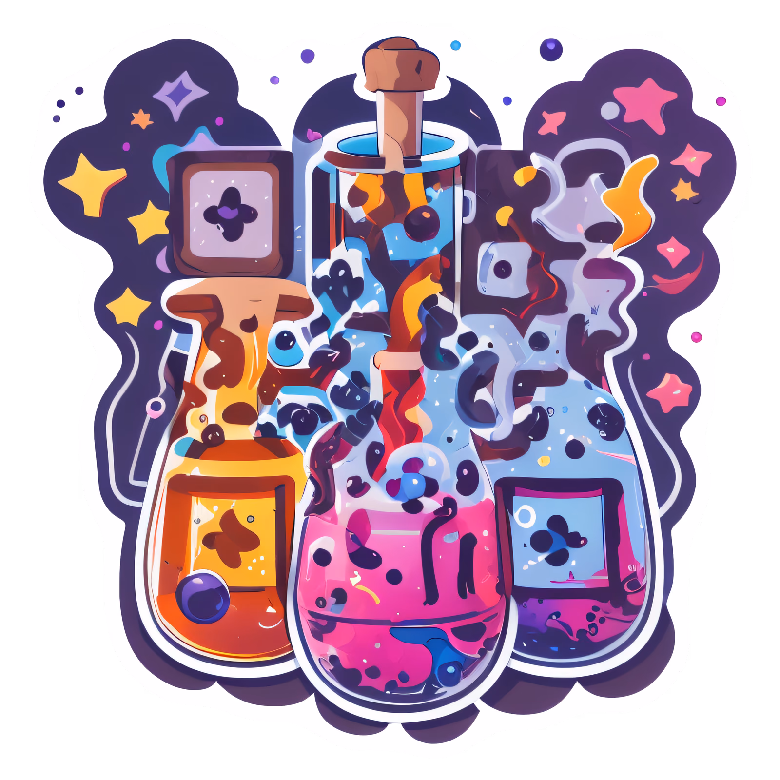Magic Potion Flasks Vector QR Code for Stickers — image 1