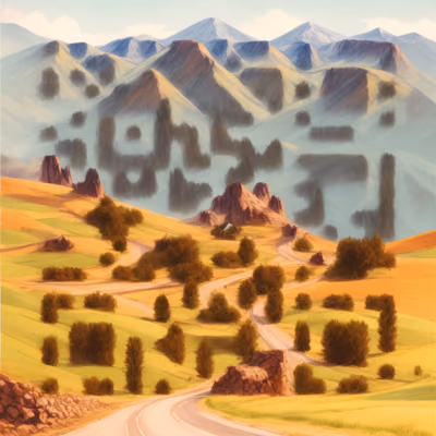 Rural Mountain Road Landscape QR Code Art — image 1