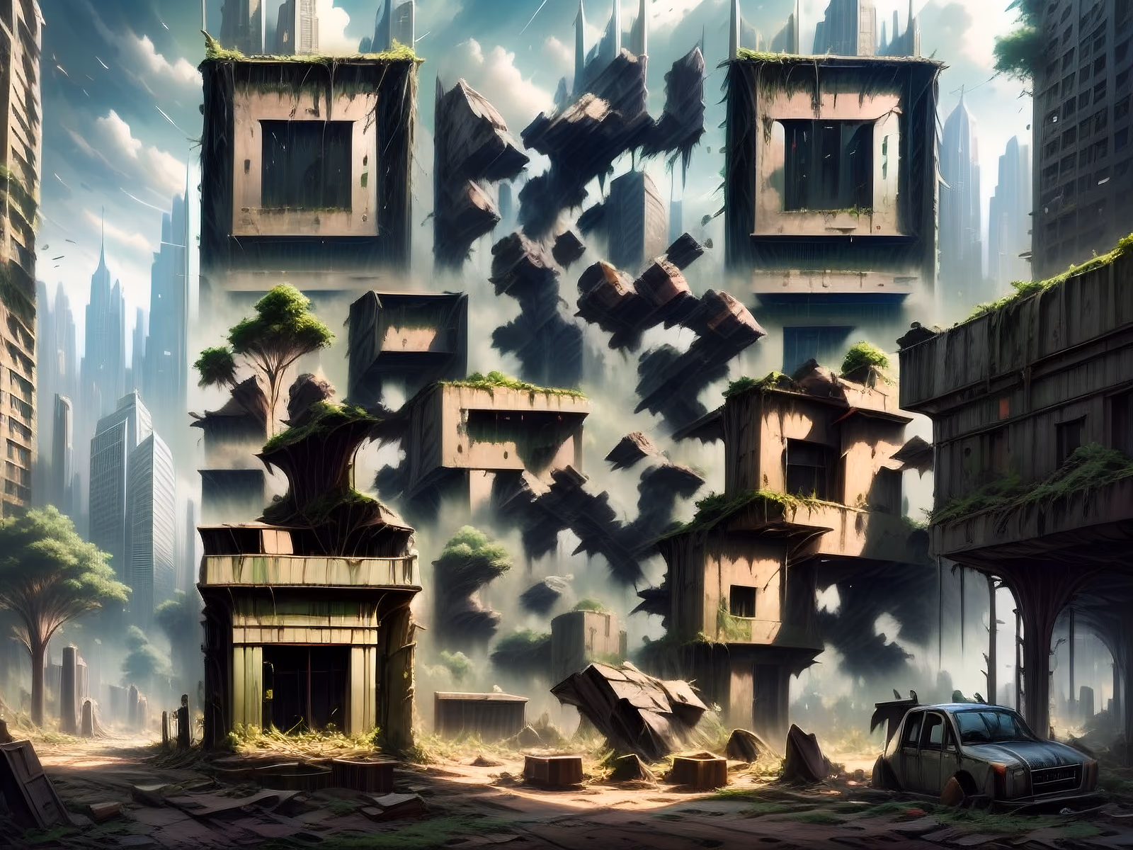 Overgrown Ruined City Matte Painting QR Code for Posters — image 1
