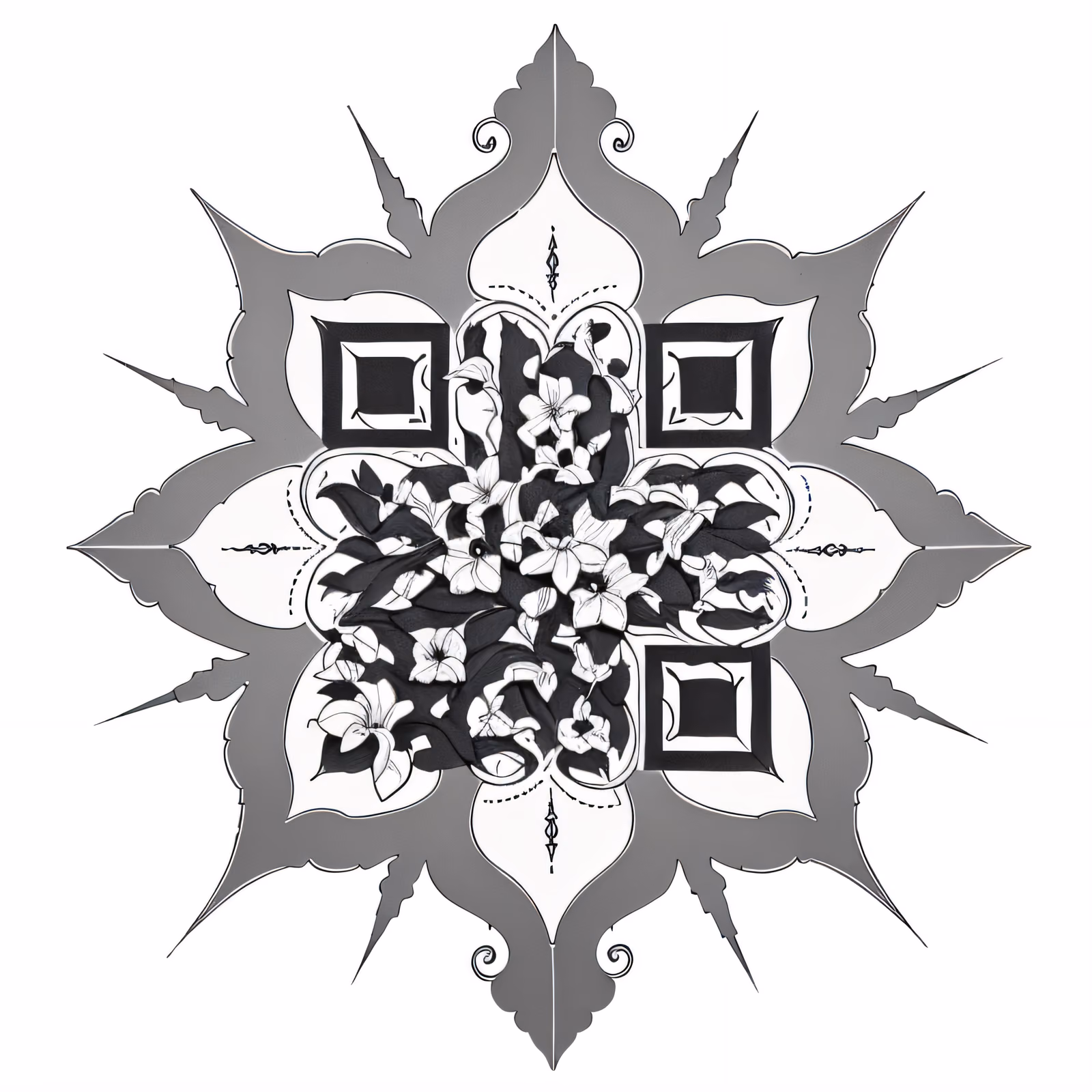 Floral Mandala Tattoo Ink QR Code for Temporary Tattoos — image 1