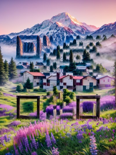 Alpine Village Lavender Meadow QR Code Art