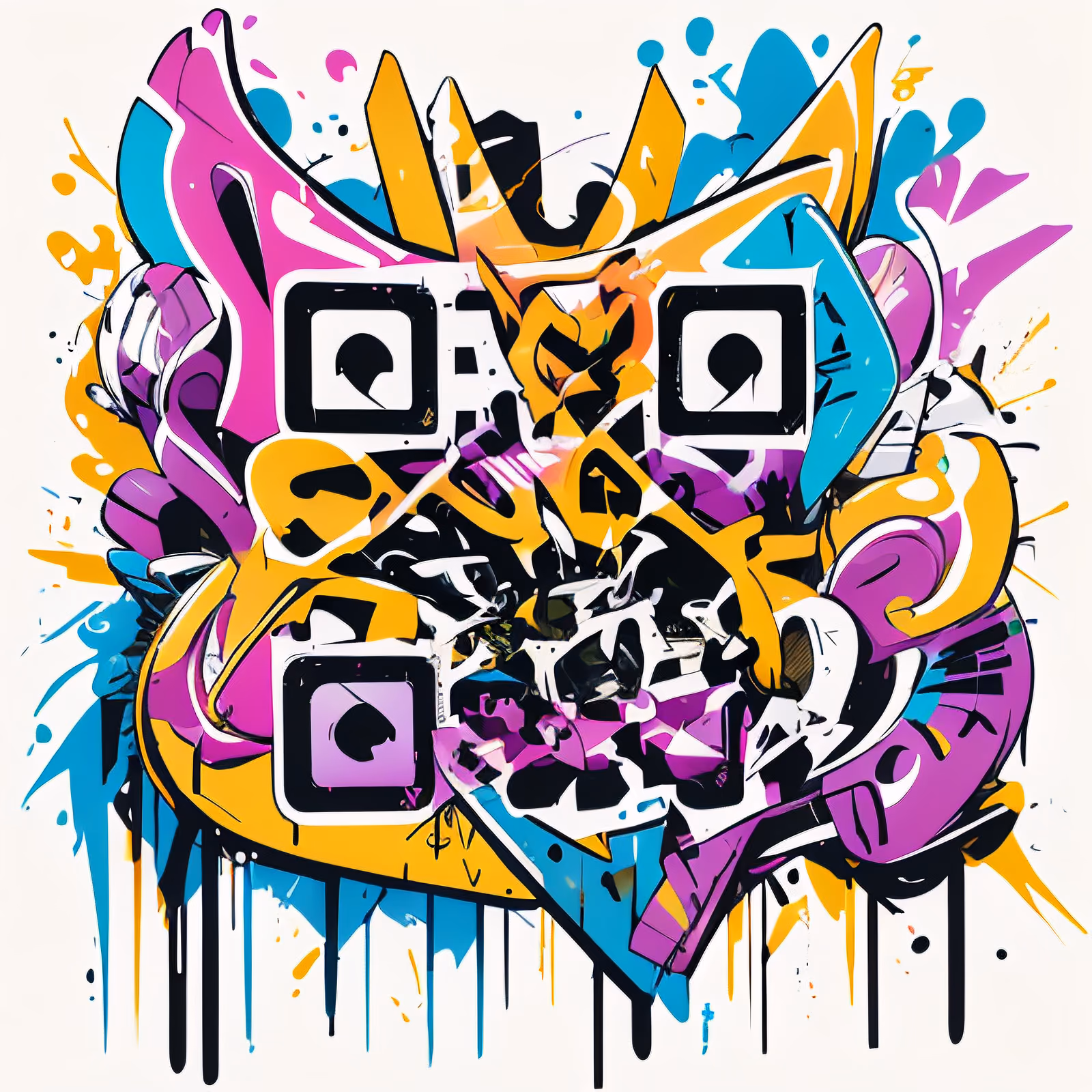 Graffiti Wildstyle Lettering Pop Art QR Code for Apparel — image 1