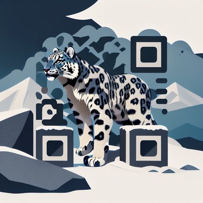 Snow Leopard Flat Vector QR Code for Posters