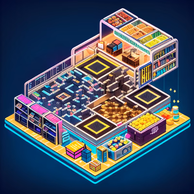 Изометрический неоновый рынок: QR-код для постеров — изображение 1