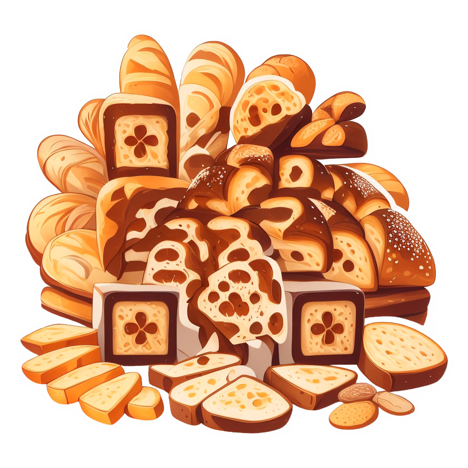 Куча хлеба из пекарни, векторный QR-код для стикеров — изображение 1