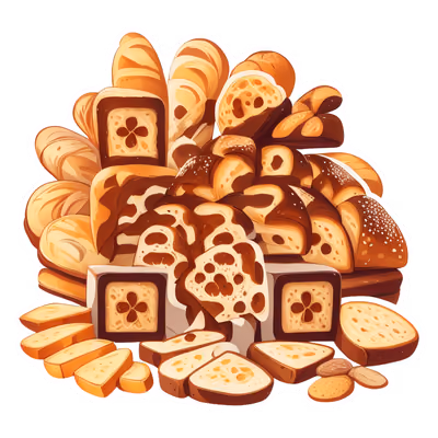 Куча хлеба из пекарни, векторный QR-код для стикеров — изображение 1