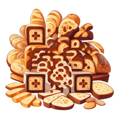 Bakery Bread Pile Vector QR Code for Stickers