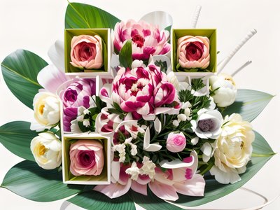 Peony Ranunculus Bouquet Photorealistic QR Code Art