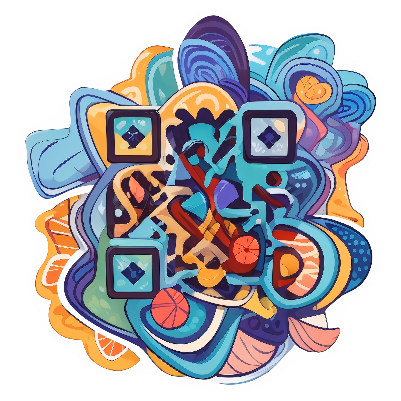 Abstract Swirl Vector QR Code for Stickers — image 1