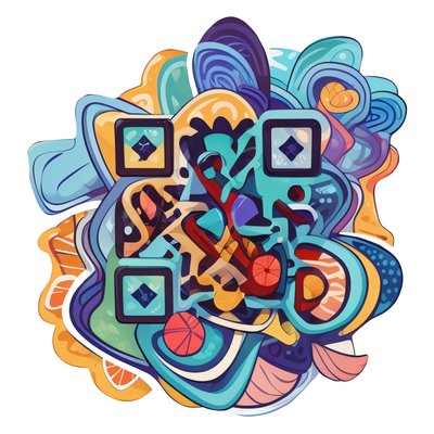 Abstract Swirl Vector QR Code for Stickers