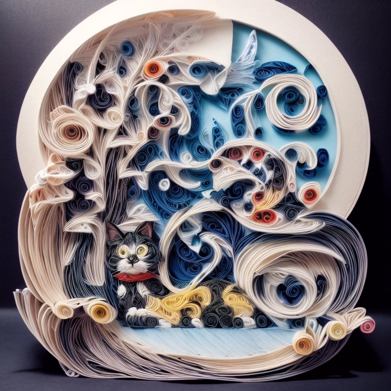 Quilled Paper Cat Scene QR Code Art — image 1
