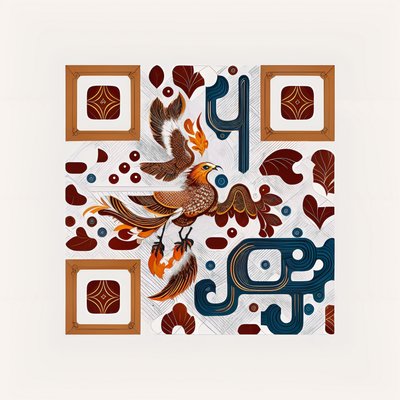 Phoenix Ornamental Flat QR Code Art