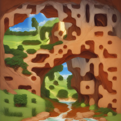 Sandstone Cave Valley Digital Painting QR Code Art — image 1