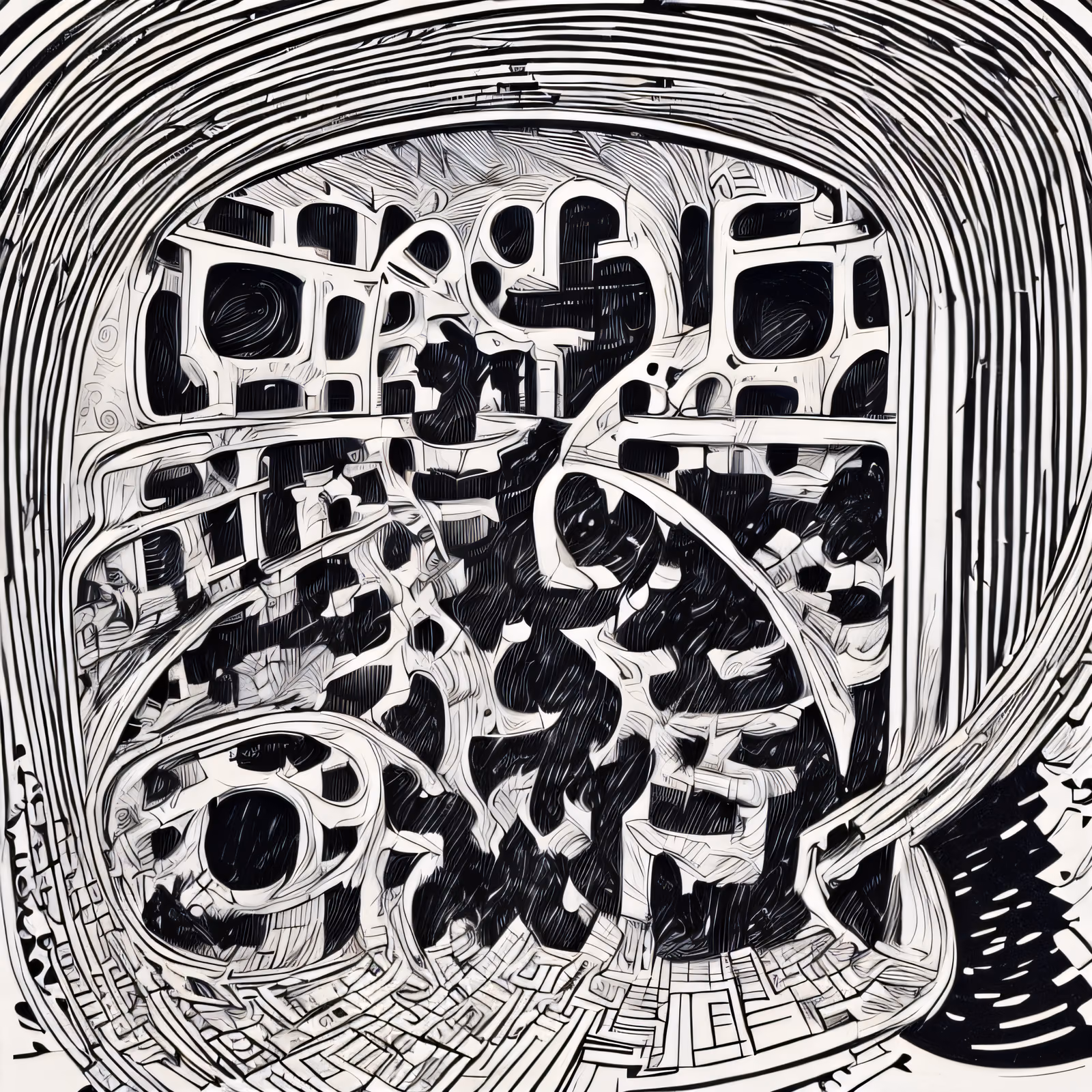 Abstract City Zentangle Ink QR Code Art — image 1