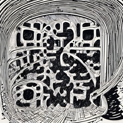 Abstract City Zentangle Ink QR Code Art
