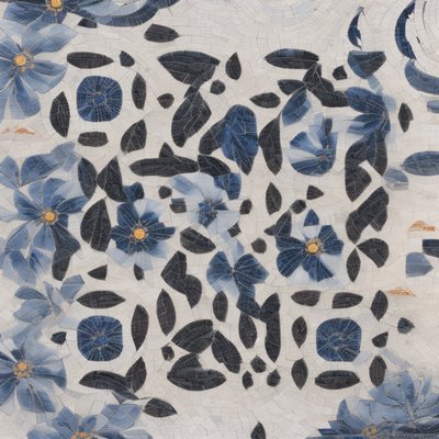 Blue Floral Mosaic QR Code Art