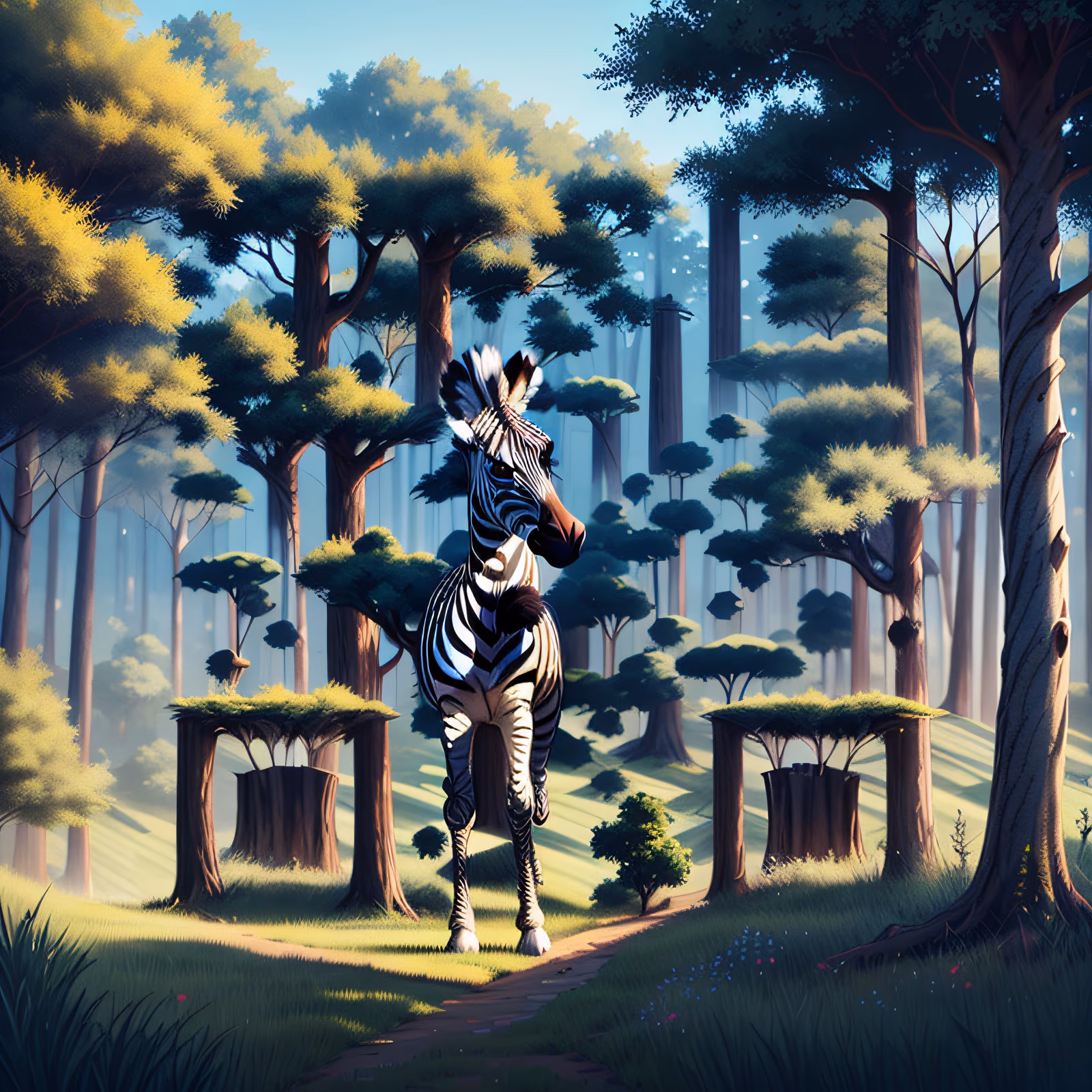 Zebra Forest Edge Digital Painting QR Code Art — image 1