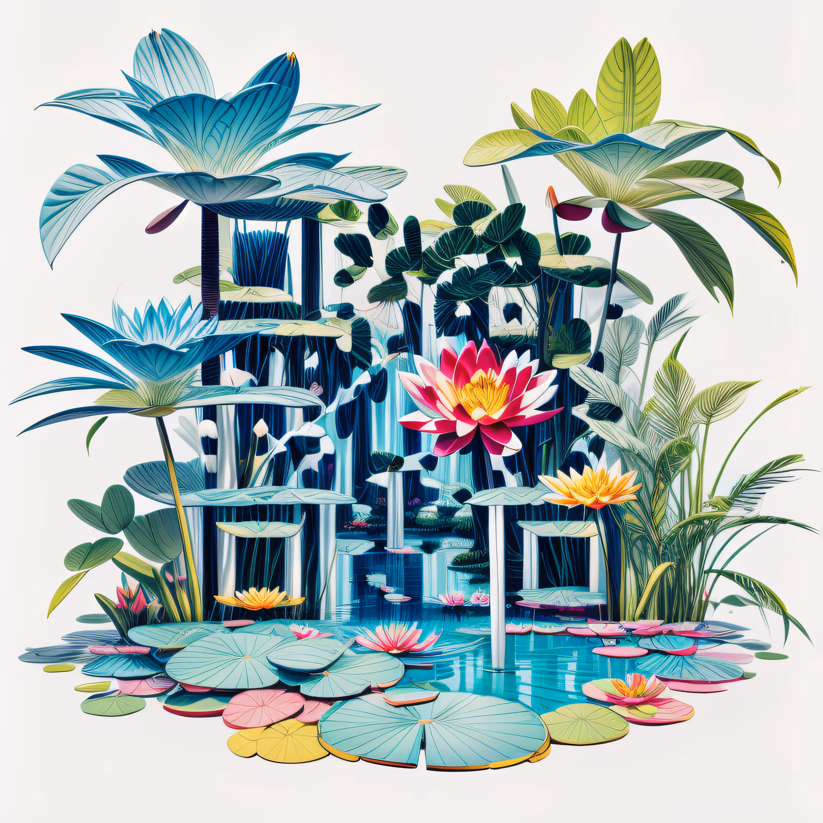 Water Lily Jungle Illustration QR Code Art — image 1