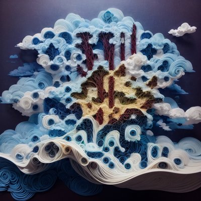 Paper Quilled Trees and Clouds QR Code Art