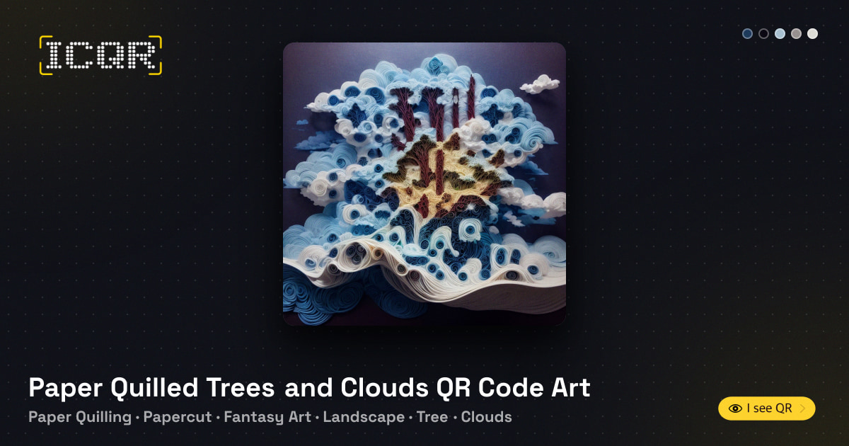Paper Quilled Trees and Clouds QR Code Art • ICQR