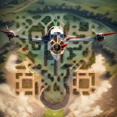Propeller Airplane Aerial Landscape QR Code Art