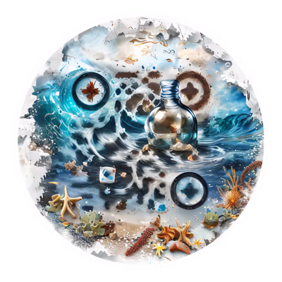 Message in Bottle Ocean Collage QR Code for Stickers — image 1