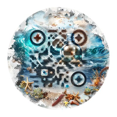 Message in Bottle Ocean Collage QR Code for Stickers
