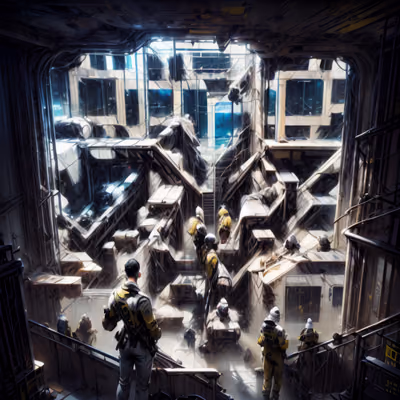 Sci-Fi Hangar Concept Art QR Code for Posters — image 1