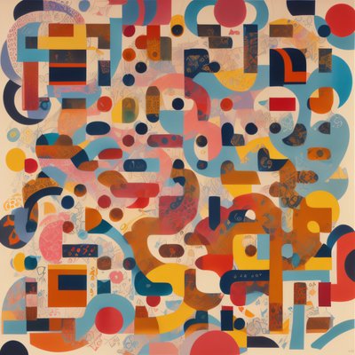 Colorful Geometric Abstract Shapes QR Code Art