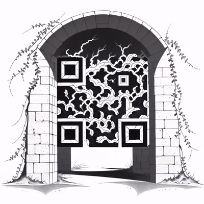 藤蔓石拱门水墨二维码艺术,适用于临时纹身 — 图片 1
