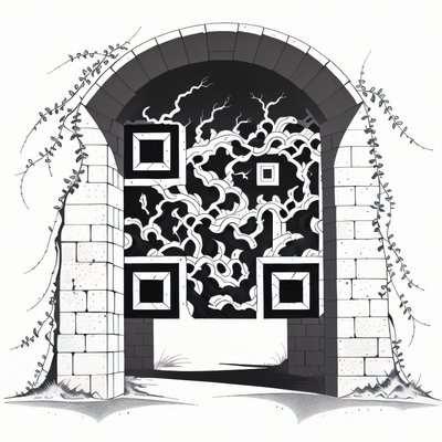 Vine Covered Stone Archway Ink QR Code for Temporary Tattoos