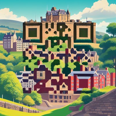 Edinburgh Castle Vector Poster QR Code for Posters