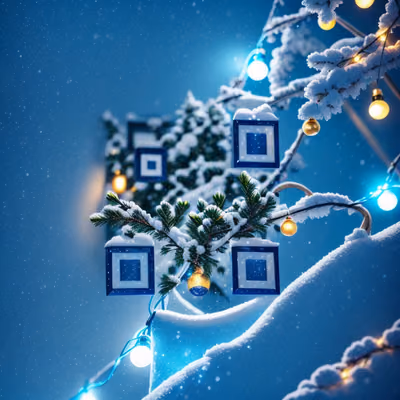 Snowy Christmas Lights Photoreal QR Code for Greeting Cards — image 1